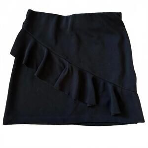 Zara Trafaluc Bodycon Mini Skirt Black Ruffle Small